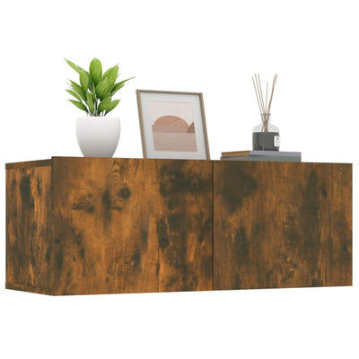 TV-seinäkaappi 2 kpl savutammi 80x30x30 cm tekninen puu
