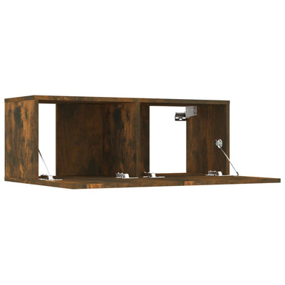 TV-seinäkaappi 2 kpl savutammi 80x30x30 cm tekninen puu