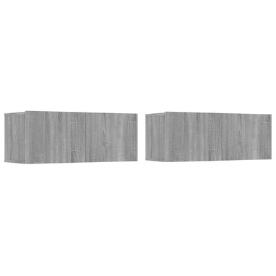 TV-seinäkaapit 2 kpl harmaa Sonoma 80x30x30 cm tekninen puu