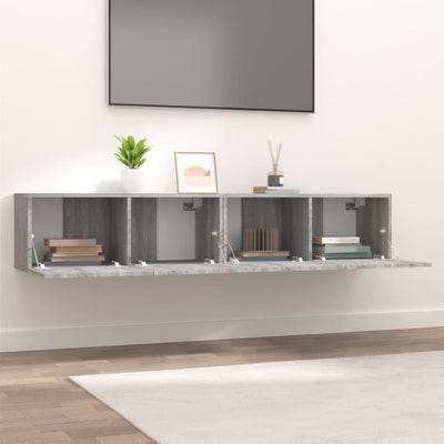 TV-seinäkaapit 2 kpl harmaa Sonoma 80x30x30 cm tekninen puu