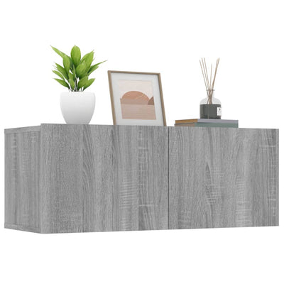TV-seinäkaapit 2 kpl harmaa Sonoma 80x30x30 cm tekninen puu