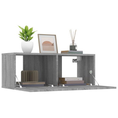 TV-seinäkaapit 2 kpl harmaa Sonoma 80x30x30 cm tekninen puu