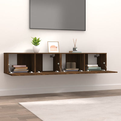 TV-seinäkaapit 2 kpl ruskea tammi 80x30x30 cm tekninen puu