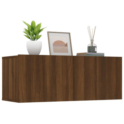 TV-seinäkaapit 2 kpl ruskea tammi 80x30x30 cm tekninen puu