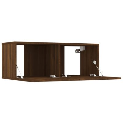TV-seinäkaapit 2 kpl ruskea tammi 80x30x30 cm tekninen puu