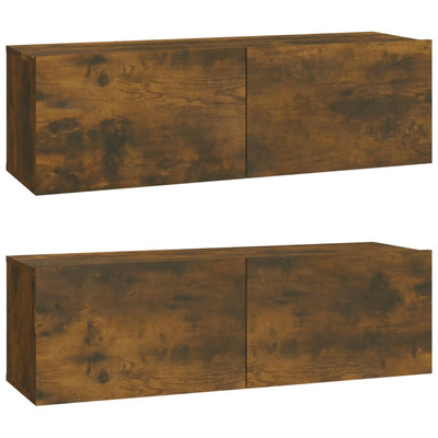 TV-seinäkaappi 2 kpl savutammi 100x30x30 cm tekninen puu