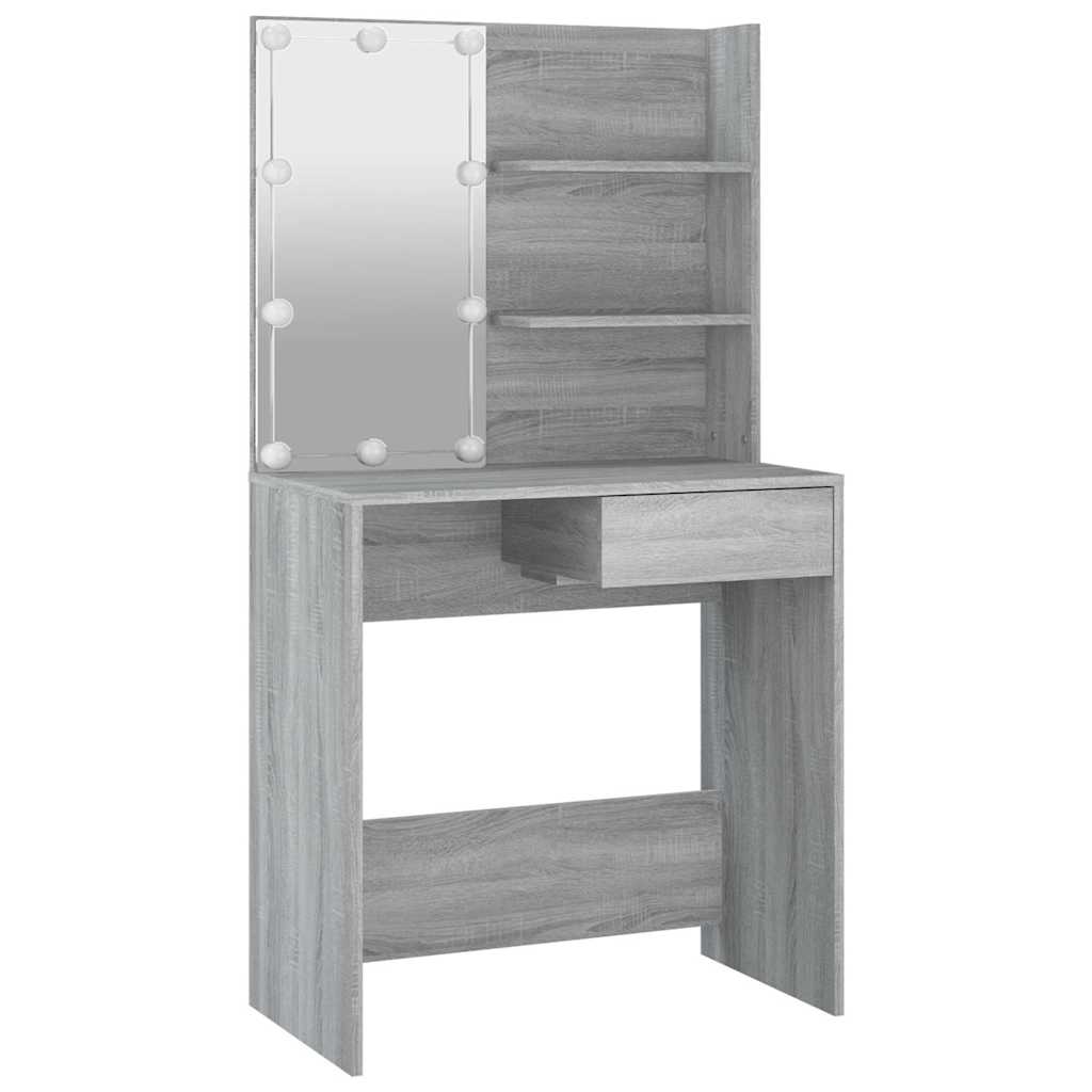 Harmaa peilipöytä led-valoilla Flintoaca 74,5x40x141cm (sonoma)