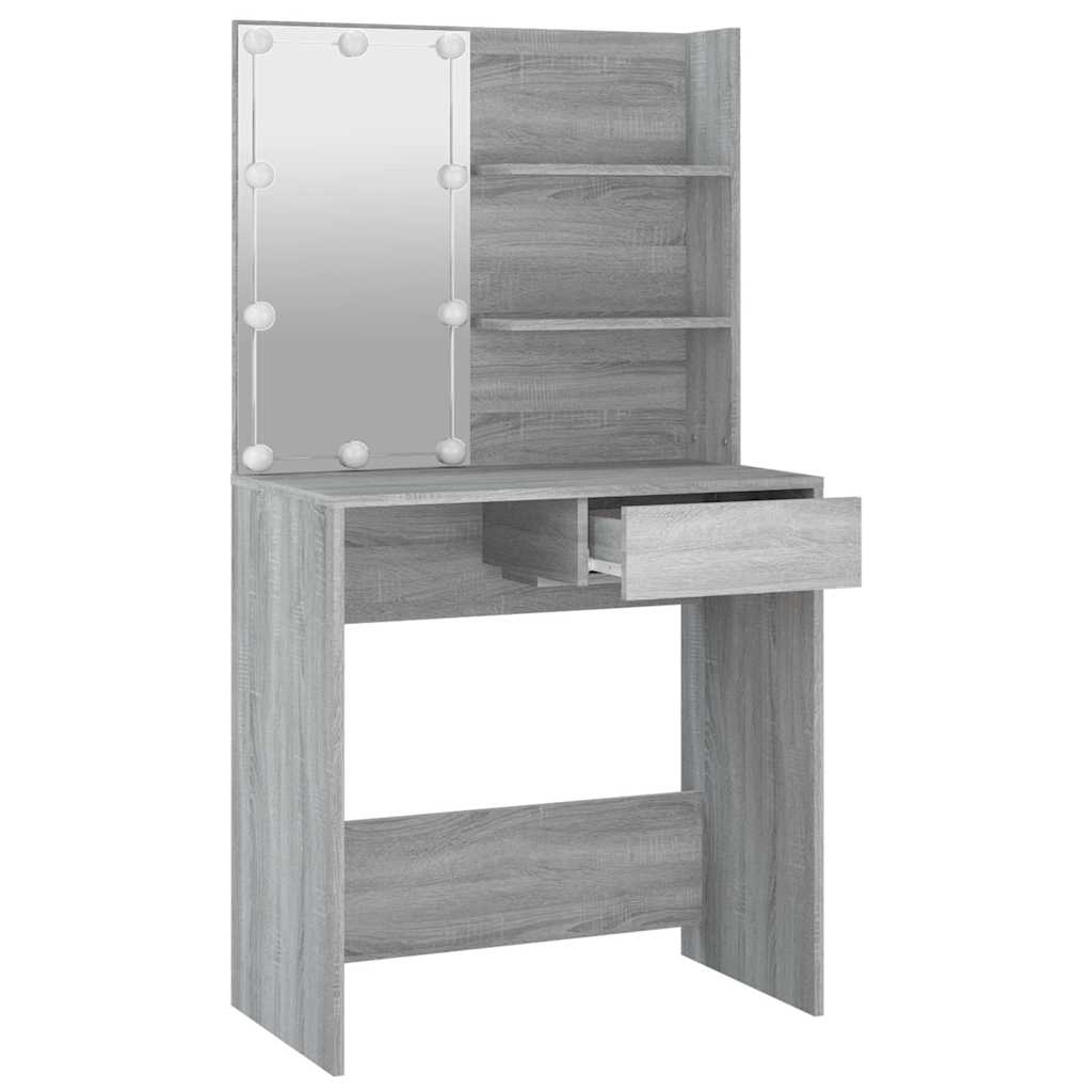 Harmaa peilipöytä led-valoilla Flintoaca 74,5x40x141cm (sonoma)