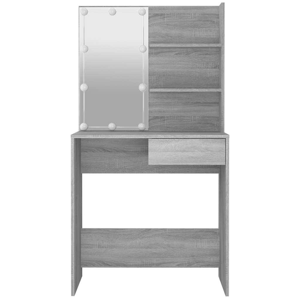 Harmaa peilipöytä led-valoilla Flintoaca 74,5x40x141cm (sonoma)