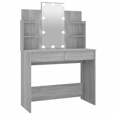 Peilipöytä LED-valoilla harmaa Sonoma 96x40x142 cm