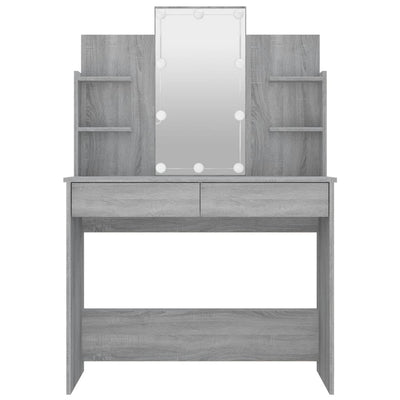 Peilipöytä LED-valoilla harmaa Sonoma 96x40x142 cm
