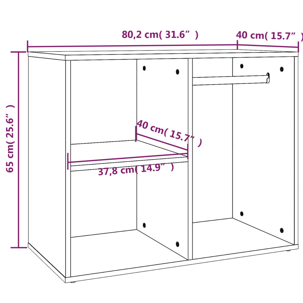 Ruskea tammi kosmetiikkakaappi Frodita 80x40x65cm (puinen)