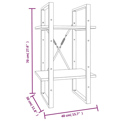 Ruskea kirjahylly Hosseini 40x30x70cm (2-kerroksinen, tammi, puinen)