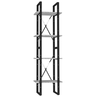 Harmaa kirjahylly Hosseini 40x30x140cm (4-kerroksinen, sonoma, puinen)