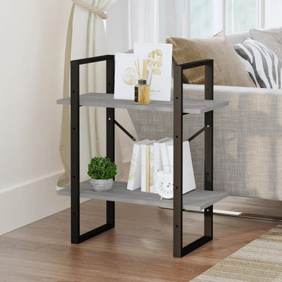 2-kerroksinen Kirjahylly harmaa Sonoma 60x30x70 cm tekninen puu