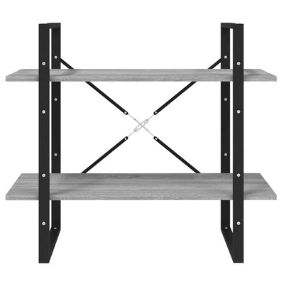 2-kerroksinen Kirjahylly harmaa Sonoma 80x30x70 cm tekninen puu