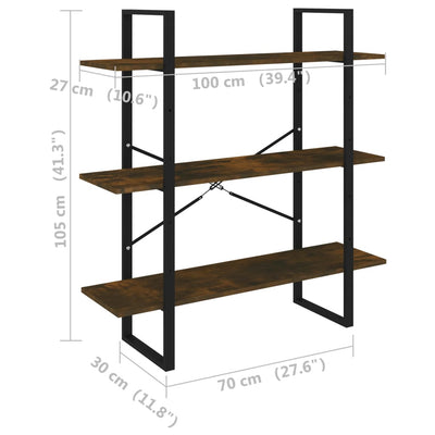 Kirjahylly savutammi 100x30x105 cm tekninen puu