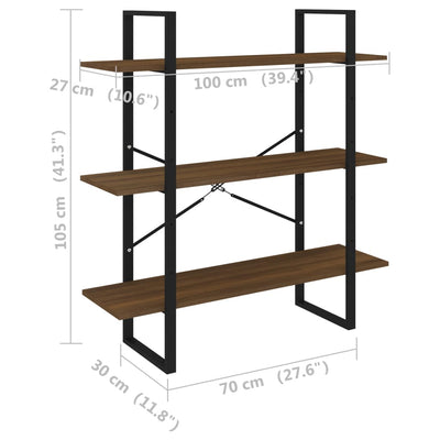 Kirjahylly ruskea tammi 100x30x105 cm tekninen puu