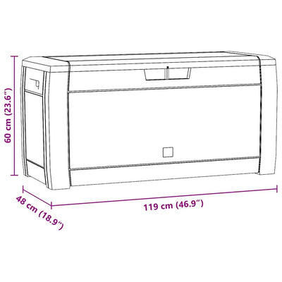 Ruskea puutarhan varastoarkku Iuri 119x48x60cm (polypropeeni)
