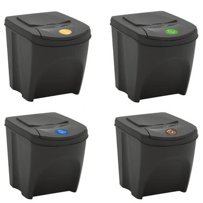 Pinottavat roskalaatikot 4 kpl harmaa 100 l polypropeeni