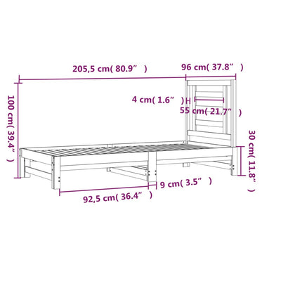 Sohvasänky ulosvedettävä hunajanrusk 2x (90x200) cm täysi mänty