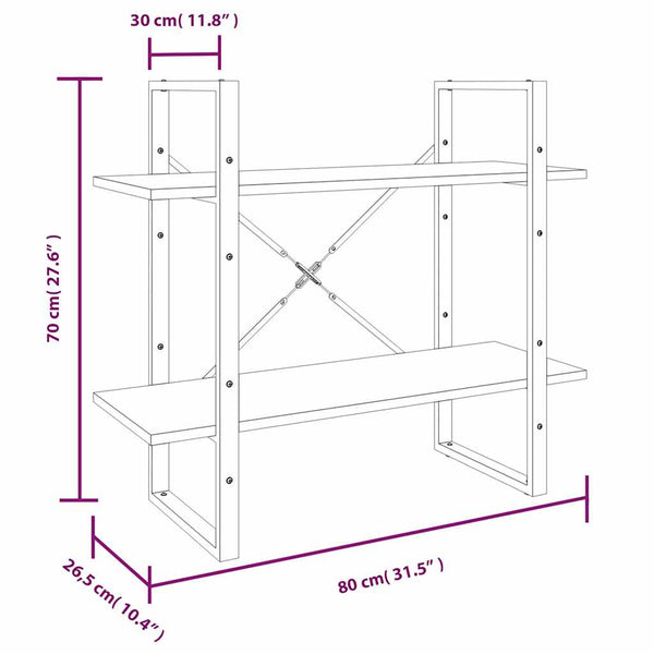 5-kerroksinen Kirjahylly ruskea tammi 80x30x175 cm tekninen puu