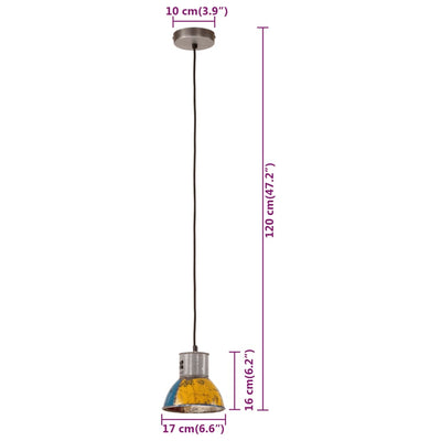 Teollistyylinen riippuvalaisin 25W monivärinen pyöreä 17 cm E27