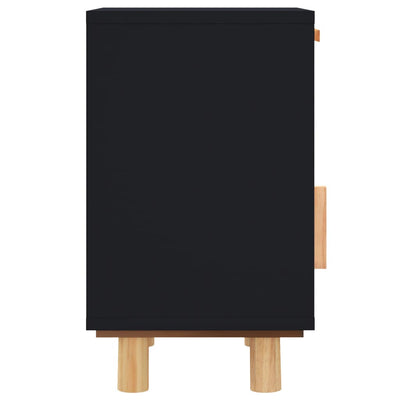 Musta yöpöydät Saier (2 kpl mänty ja luonnollinen rottinki)