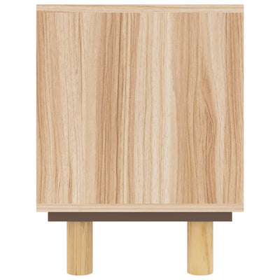 TV-taso ruskea 80x30x40 cm täysi mänty ja luonnonrottinki