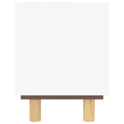 TV-taso valkoinen 105x30x40 cm täysi mänty ja luonnonrottinki