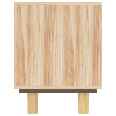 TV-taso ruskea 105x30x40 cm täysi mänty ja luonnonrottinki