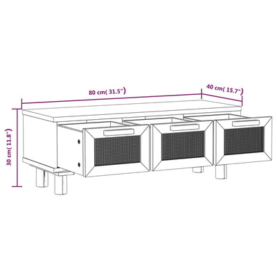 Sohvapöytä musta 80x40x30 cm tekninen puu ja täysi mänty