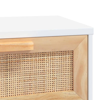 Valkoinen konsolipöytä Barabas 80x30x75cm (mänty ja rottinki)