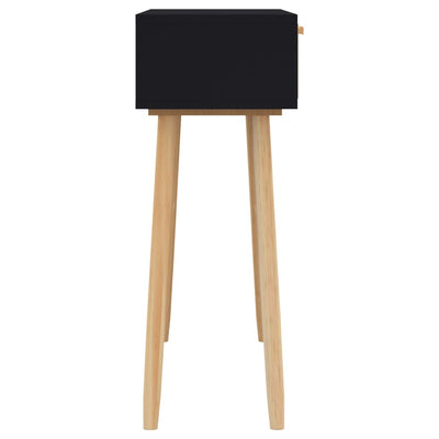 Konsolipöytä musta 80x30x75 cm täysi mänty ja rottinki