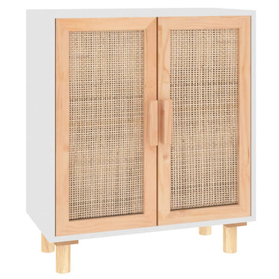 Senkki valkoinen 60x30x70 cm täysi mänty ja luonnonrottinki