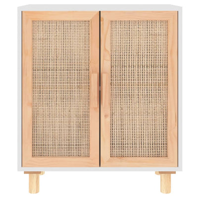 Senkki valkoinen 60x30x70 cm täysi mänty ja luonnonrottinki