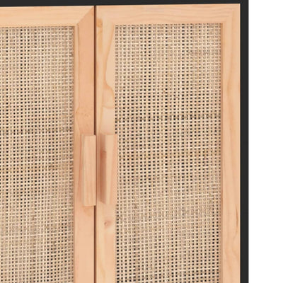 Senkki musta 60x30x70 cm täysi mänty ja luonnonrottinki