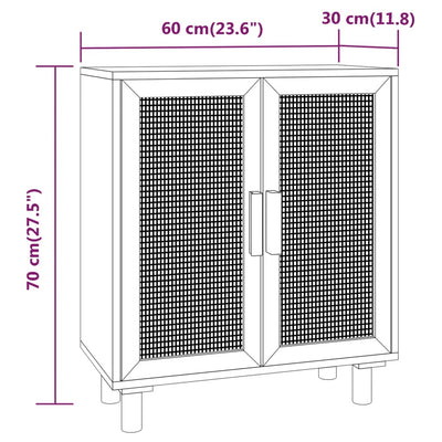 Senkki ruskea 60x30x70 cm täysi mänty ja luonnonrottinki