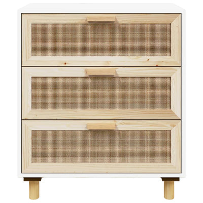 Senkki valkoinen 60x30x70 cm täysi mänty ja luonnonrottinki