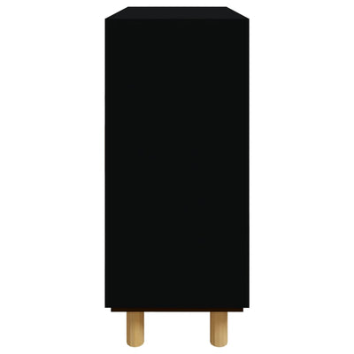 Senkki musta 60x30x70 cm täysi mänty ja luonnonrottinki