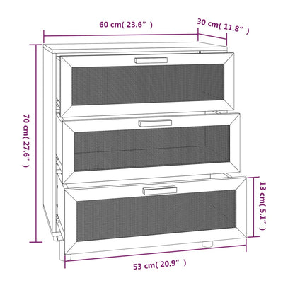Senkki ruskea 60x30x70 cm täysi mänty ja luonnonrottinki