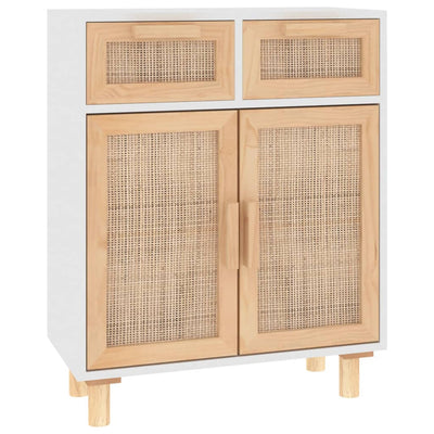 Senkki valkoinen 60x30x75 cm täysi mänty ja luonnonrottinki