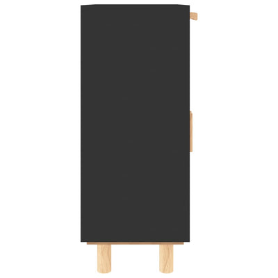 Senkki musta 60x30x75 cm täysi mänty ja luonnonrottinki