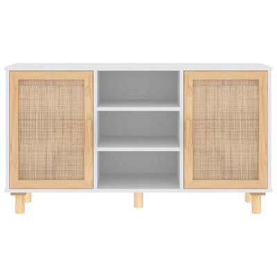 Valkoinen senkki Sepronia 105x30x60cm (mänty ja luonnonrottinki)