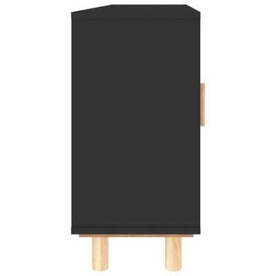 Senkki musta 105x30x60 cm täysi mänty ja luonnonrottinki
