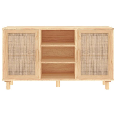 Senkki ruskea 105x30x60 cm täysi mänty ja luonnonrottinki