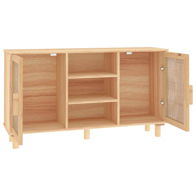 Senkki ruskea 105x30x60 cm täysi mänty ja luonnonrottinki
