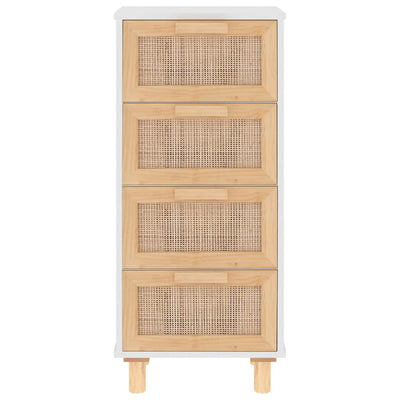 Senkki valkoinen 40x30x90 cm täysi mänty ja luonnonrottinki