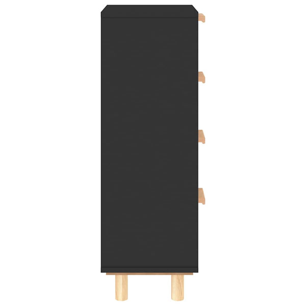 Senkki musta 40x30x90 cm täysi mänty ja luonnonrottinki