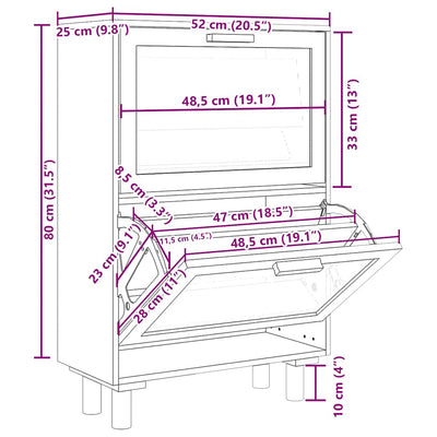 Valkoinen kenkäkaappi Sablici 52x25x80cm (puinen/luonnonrottinki)